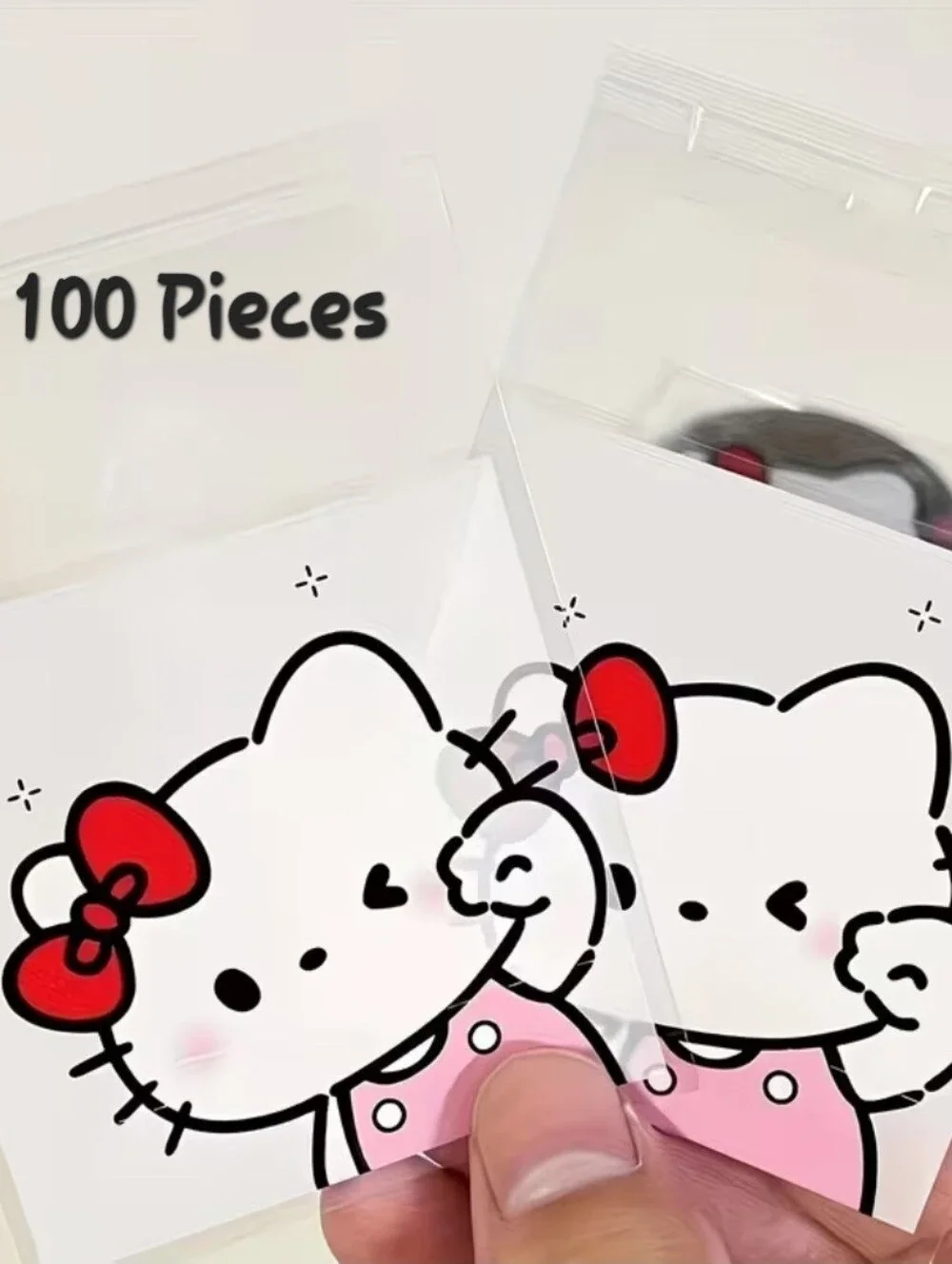 100-Pack Clear Decorative Treat Bags with Hello Kitty Silhouette(Sanrio), NEW